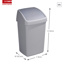 Delta waste bin with swing lid 25L grey