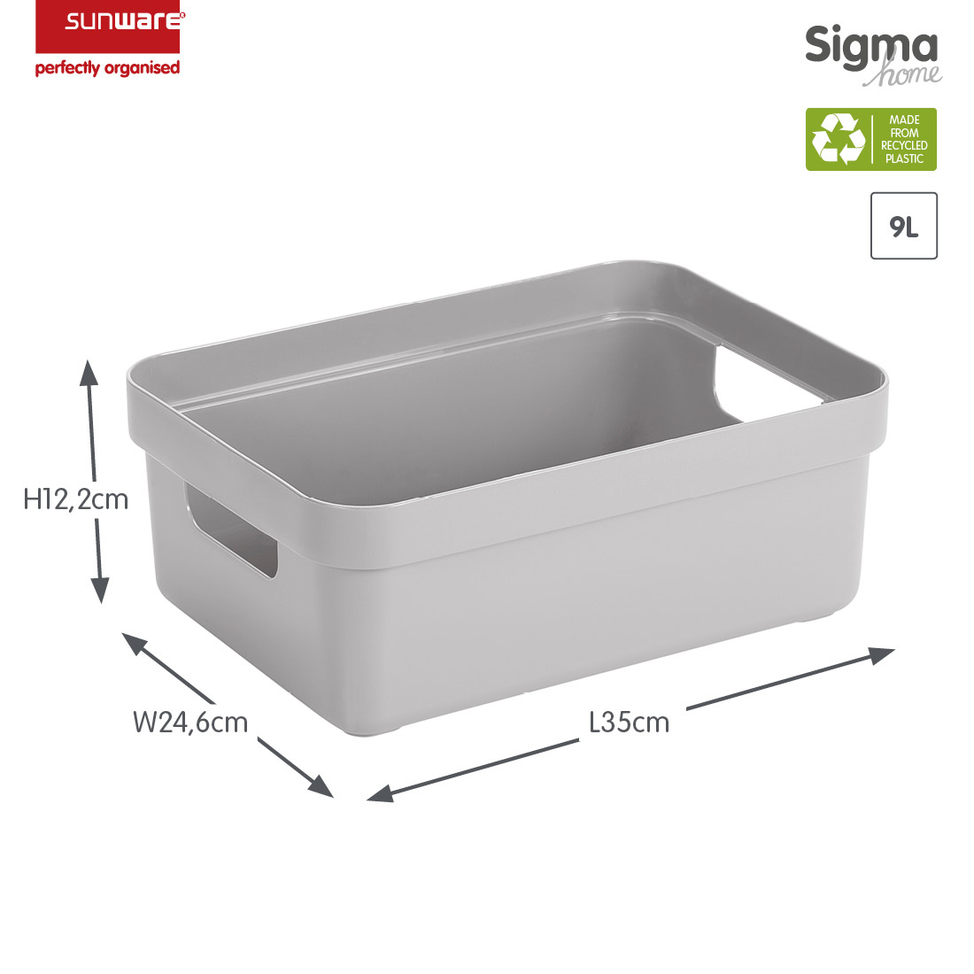 Sigma home storage box 9L grey