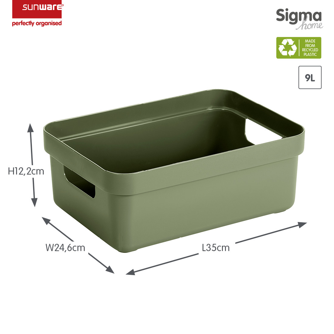 Sigma home boîte de rangement  9L vert foncé