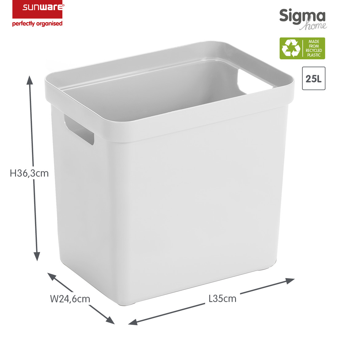 Sigma home opbergbox 25L wit