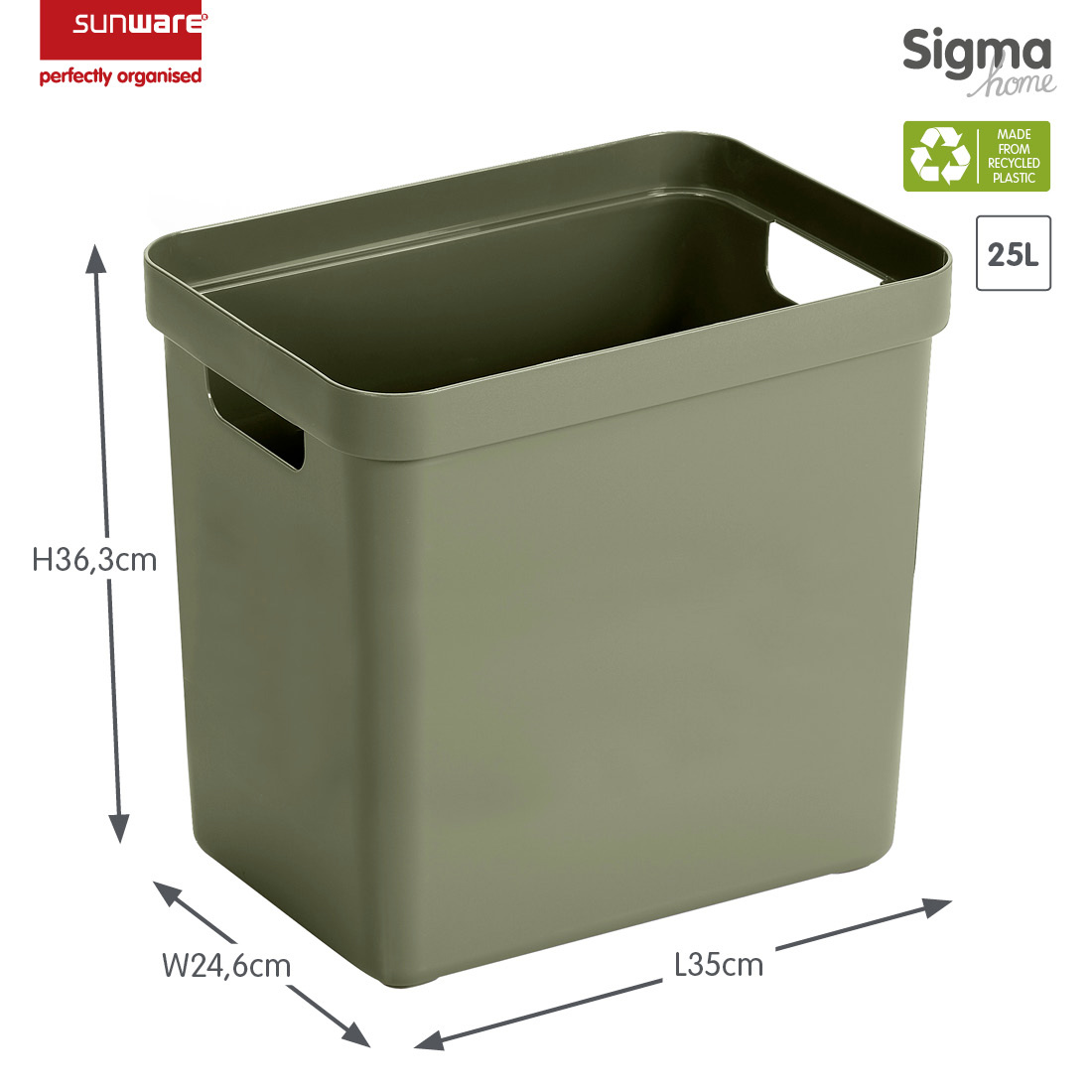 Sigma home boîte de rangement  25L vert foncé