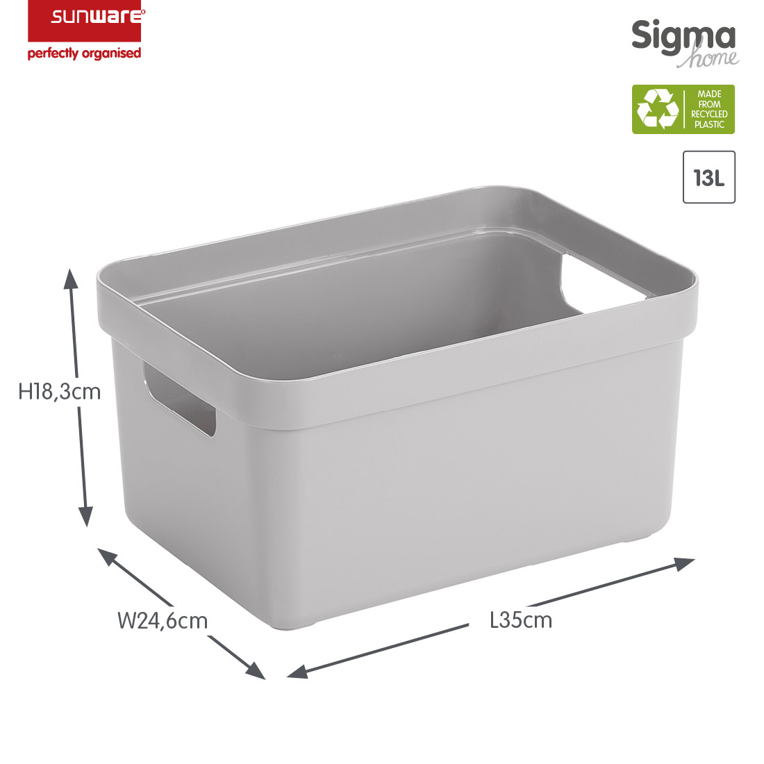 Sigma home storage box 13L grey