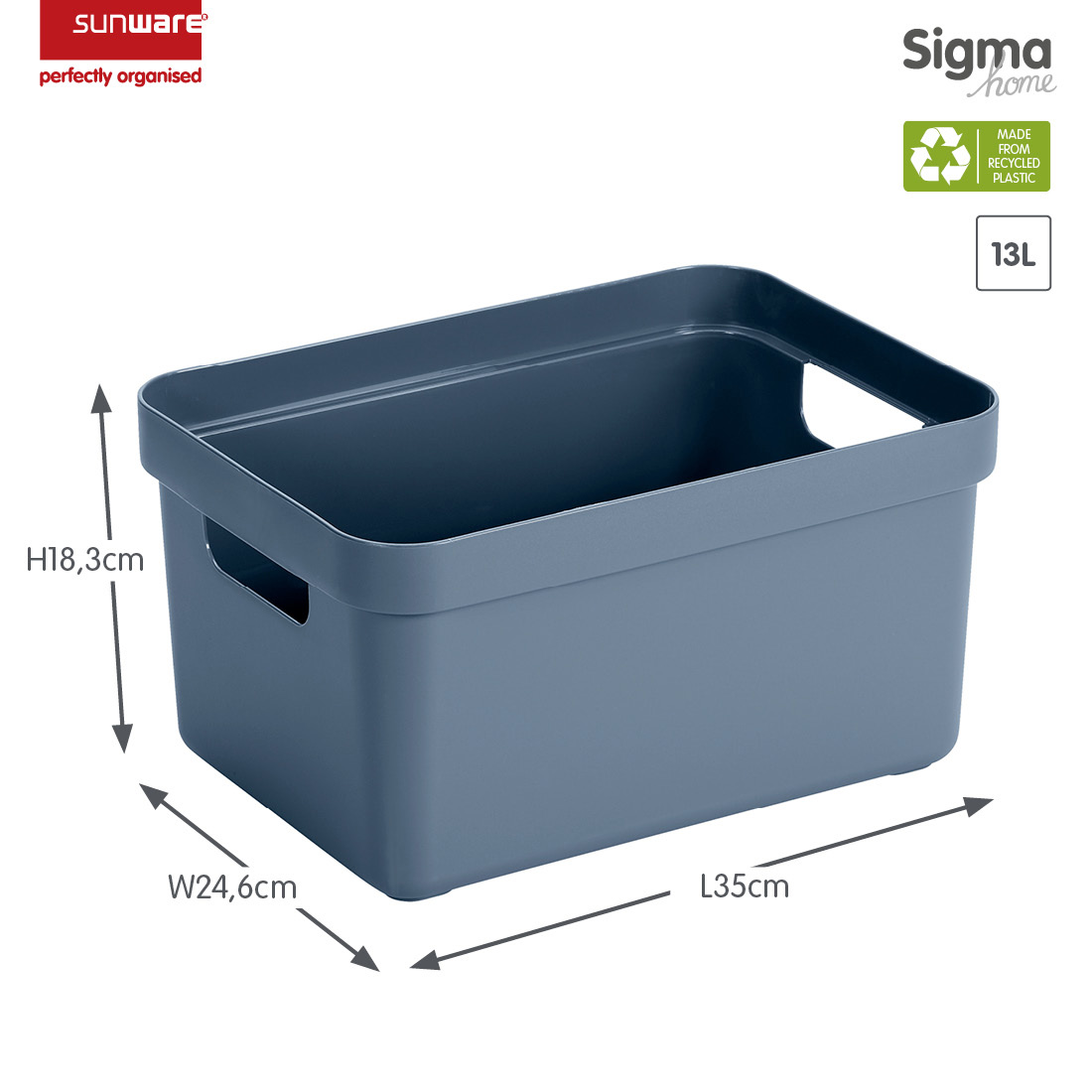 Sigma home boîte de rangement  13L vert bleu 