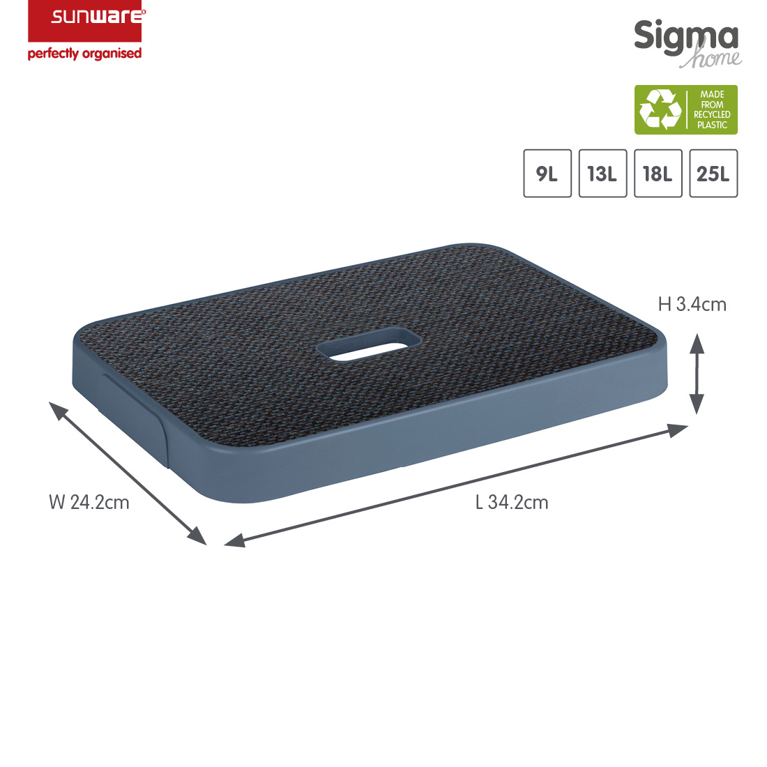 Sigma home Deckel Stoff blau für Aufbewahrungsbox 9L, 13L, 18L und 25L
