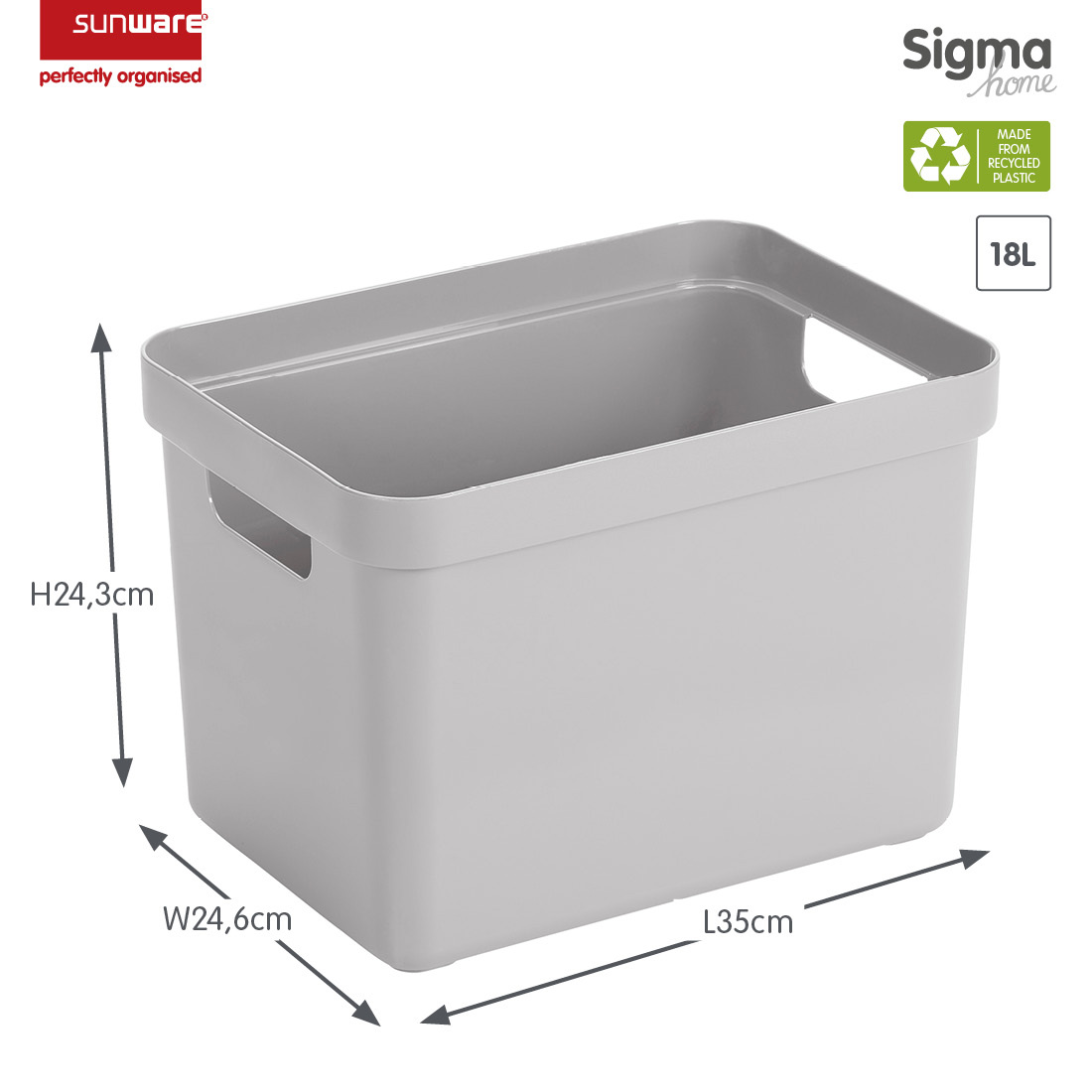 Sigma home boîte de rangement  18L gris