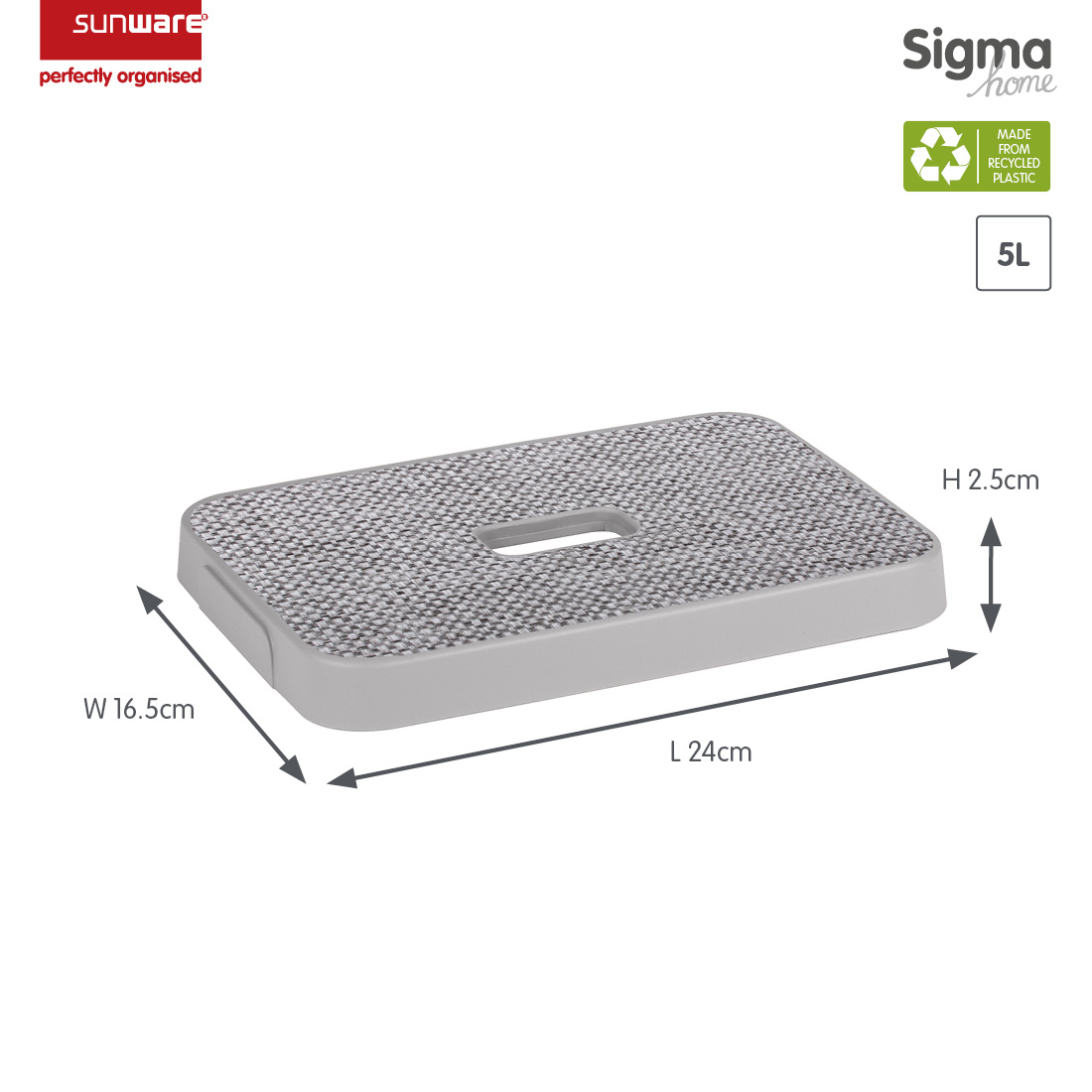 Sigma home deksel stof grijs - opbergbox 5L