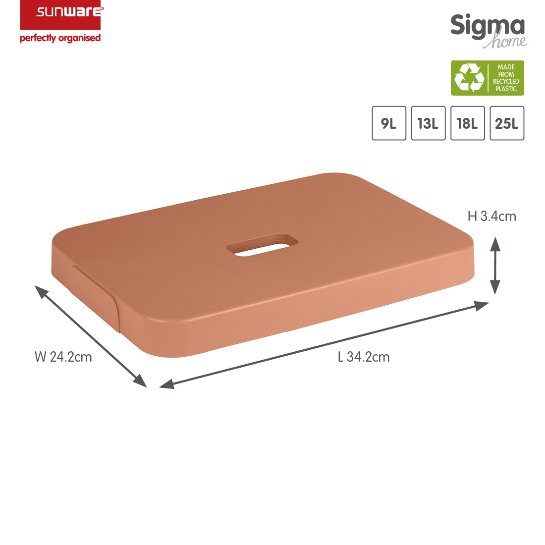 Sigma home Deckel terra für Aufbewahrungsbox 9L, 13L, 18L und 25L