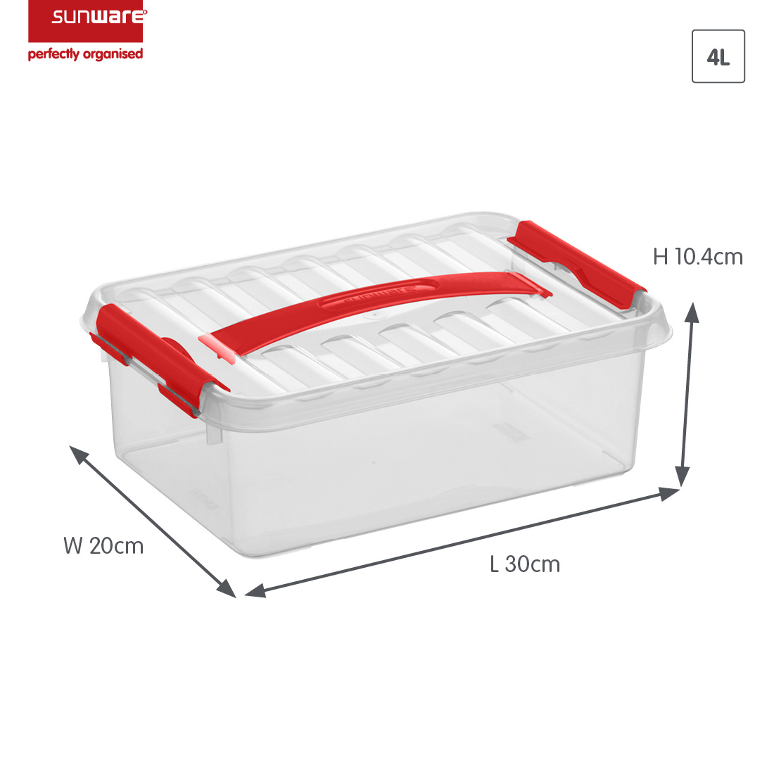 Q-line boîte de rangement 4L transparent rouge