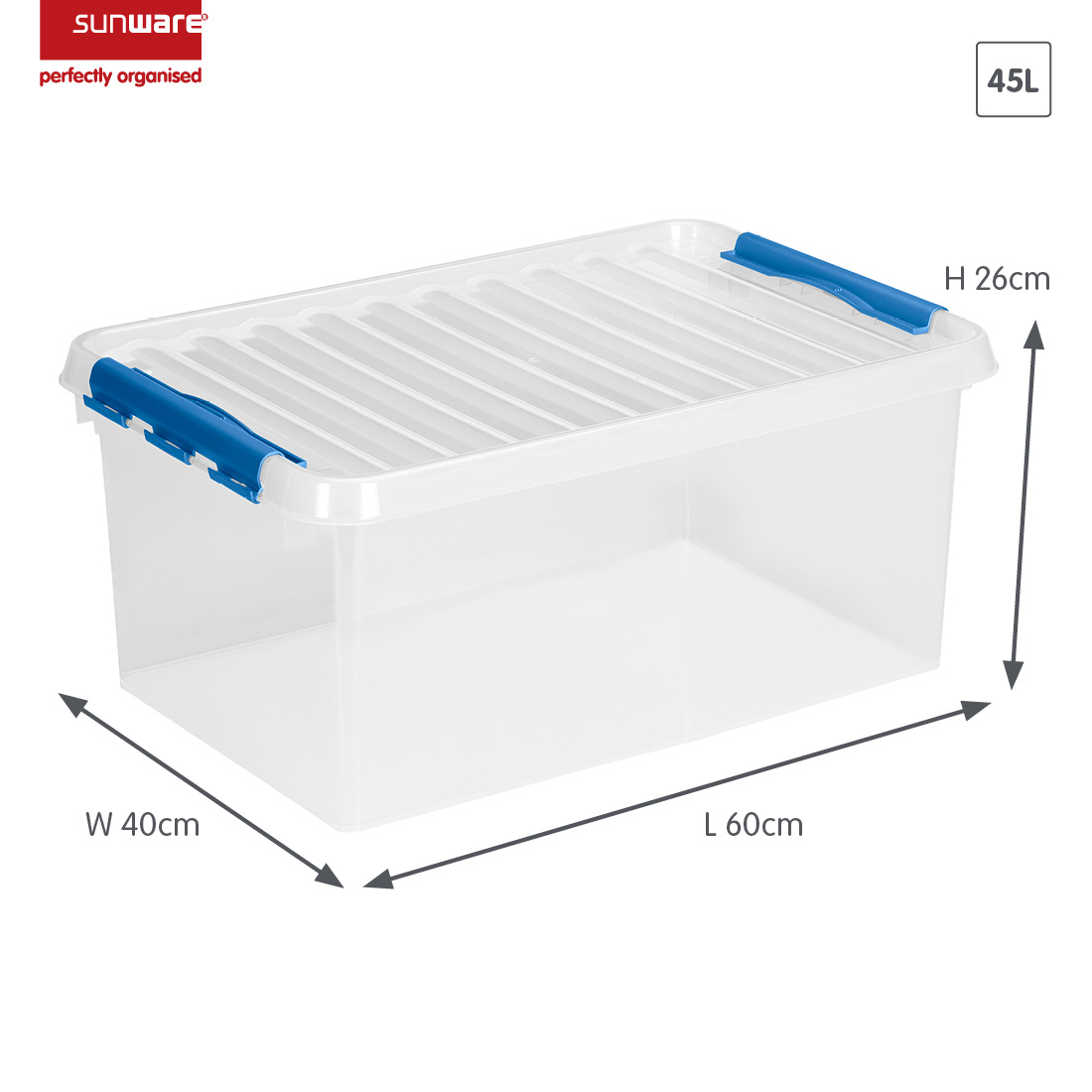 Q-line boîte de rangement 45L transparent bleu