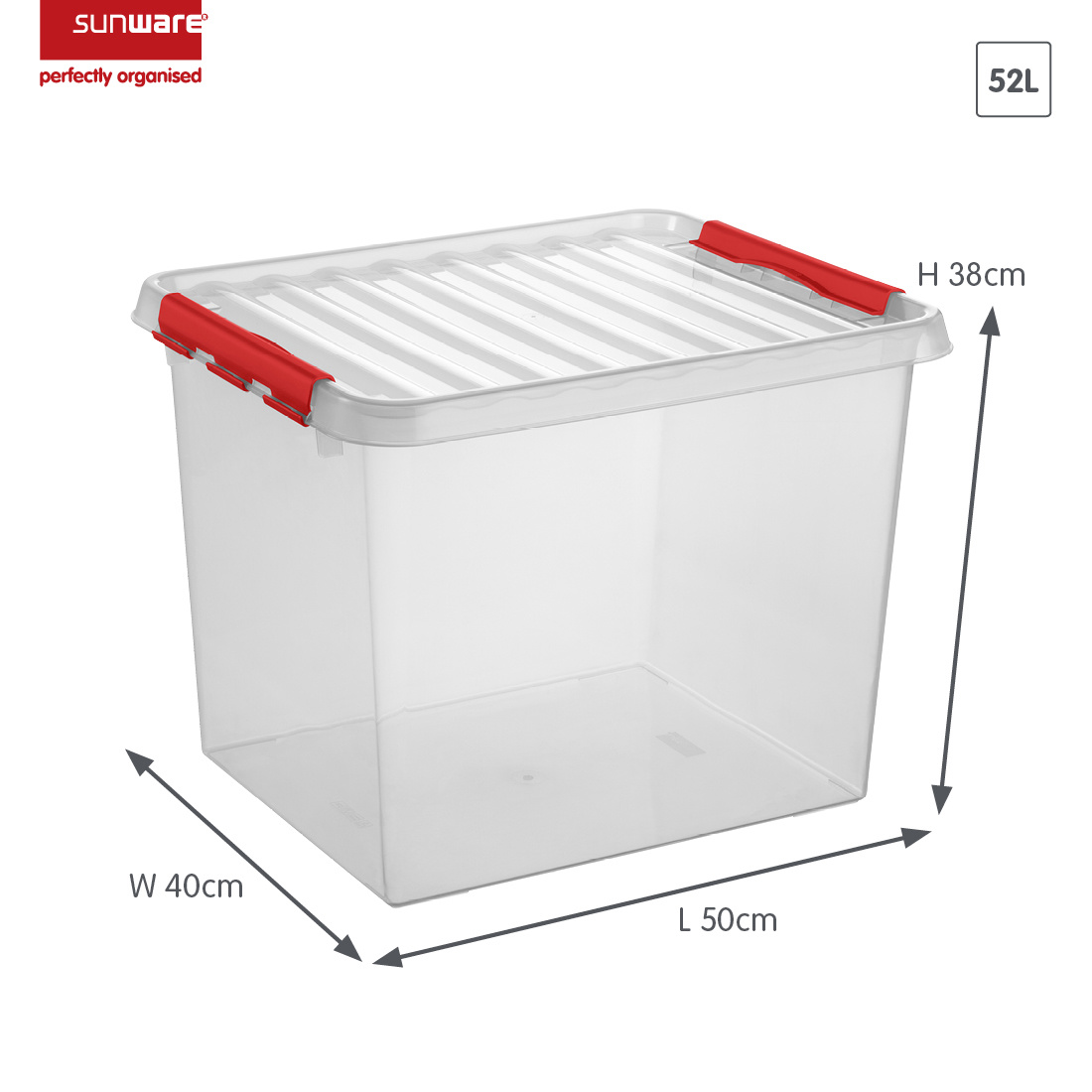 Q-line storage box 52L transparent red