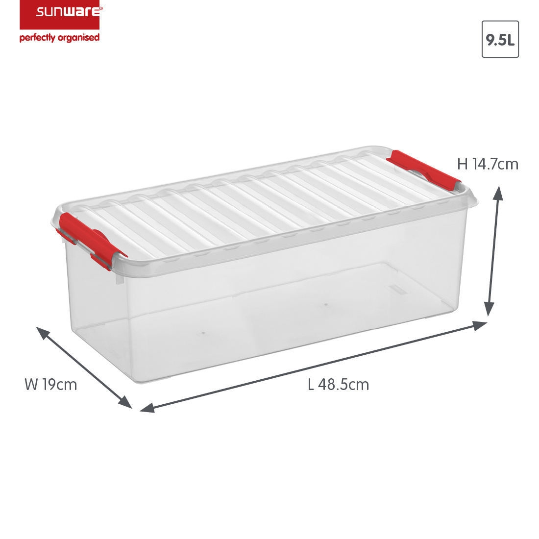 Q-line storage box 9.5L transparent red