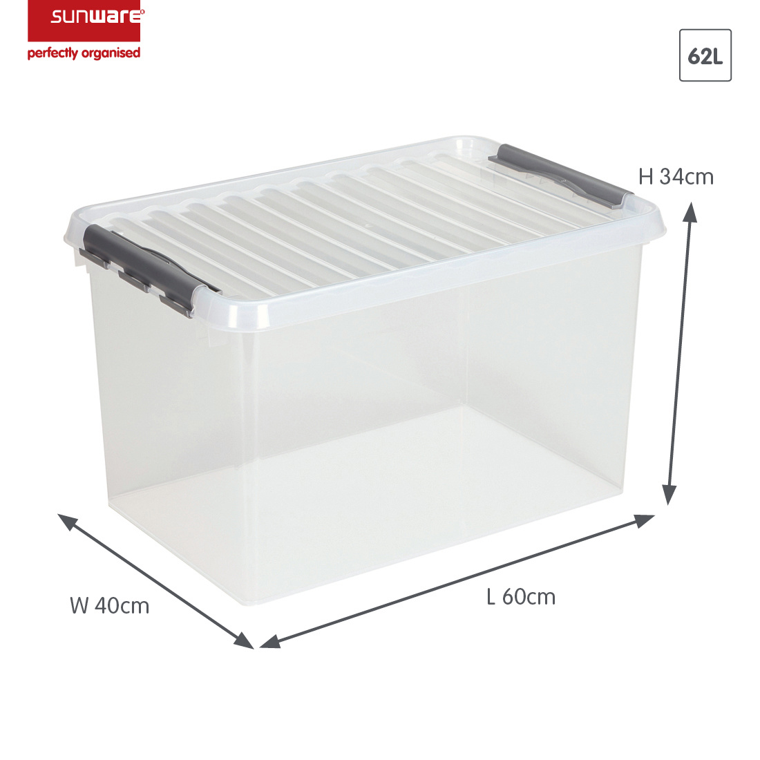 Q-line storage box 62L transparent metallic