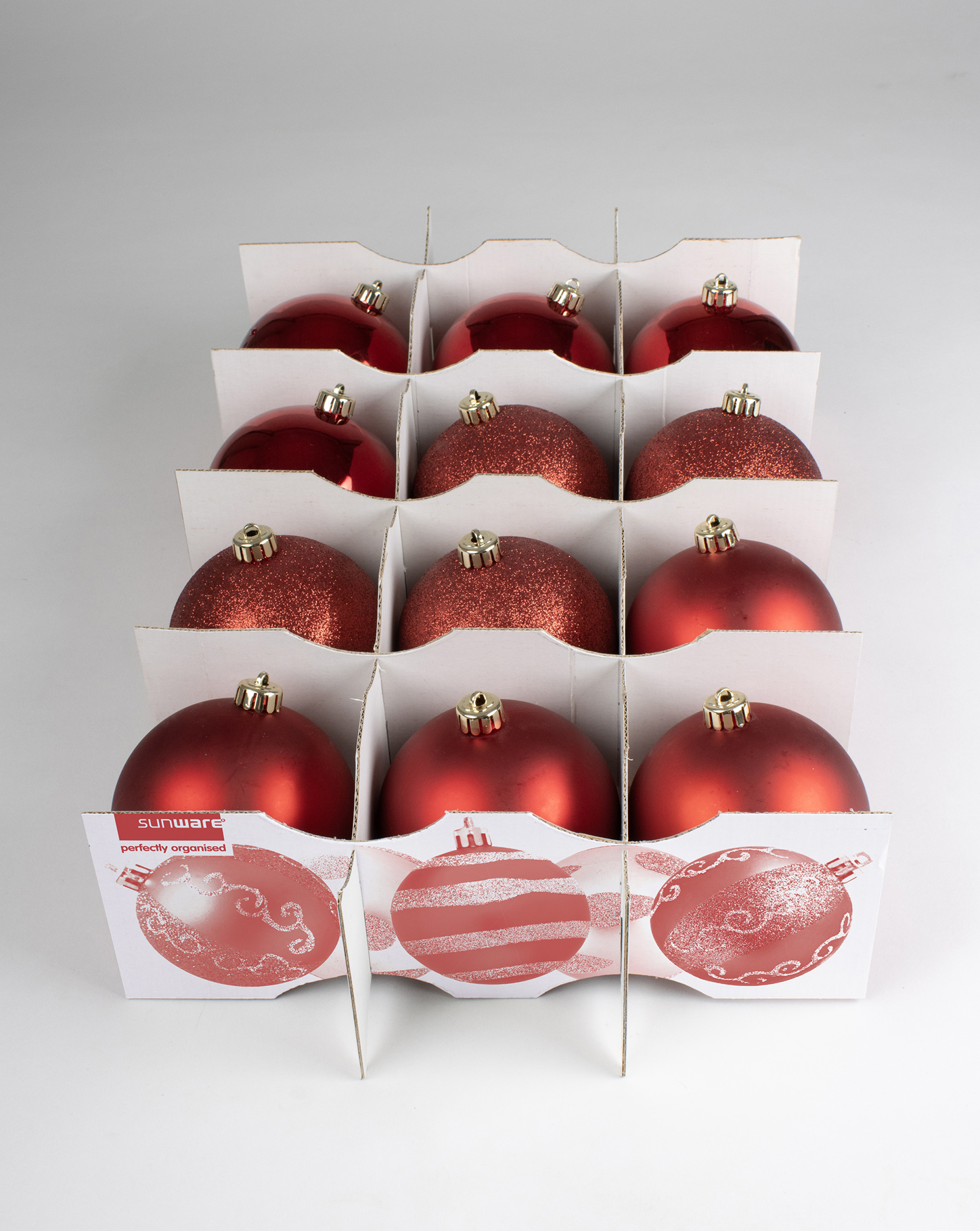 Nesta boîte de rangement Noël 45L avec insert pour 64 boules transparent  argent