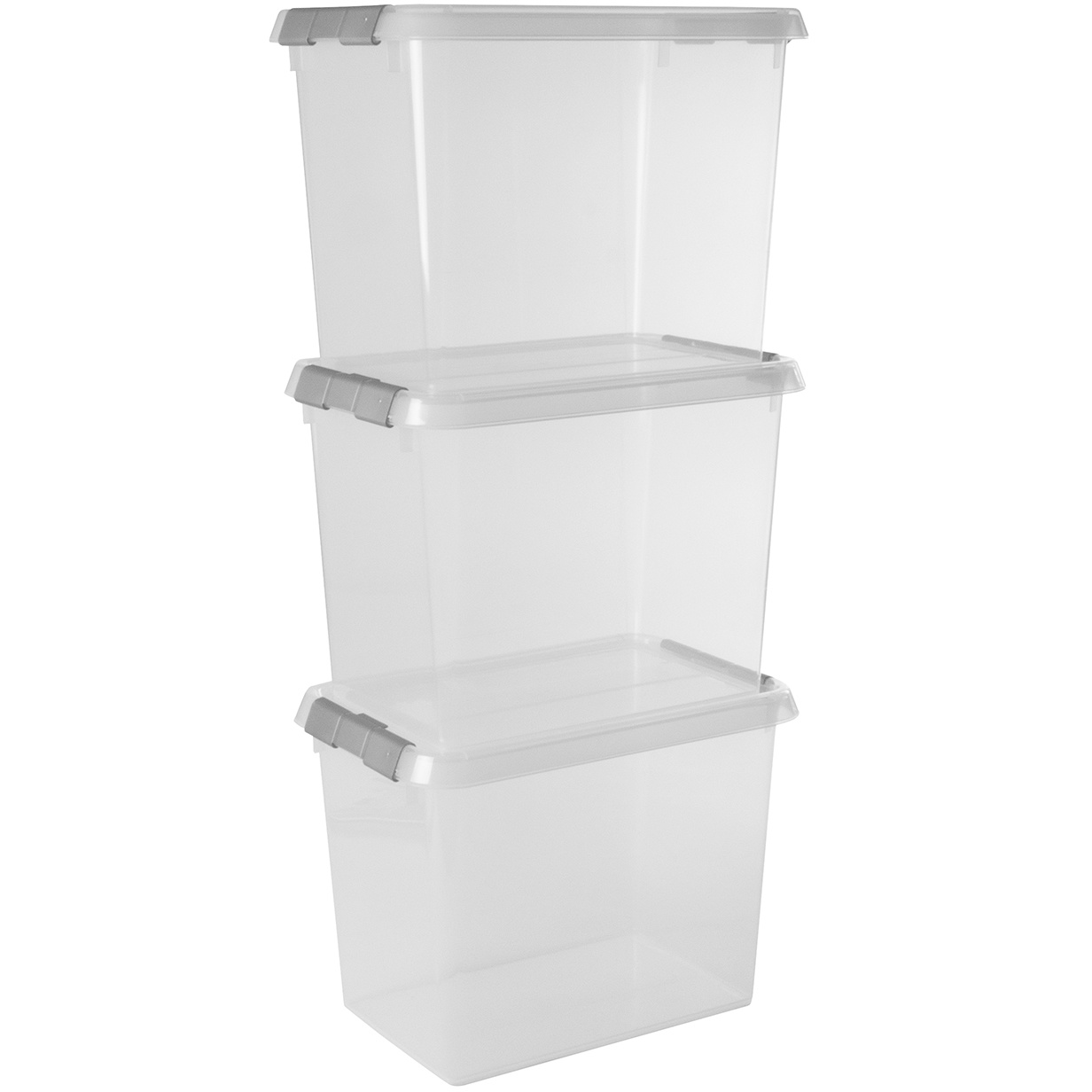 Comfort line storage box set of 3 - 9L transparent metallic