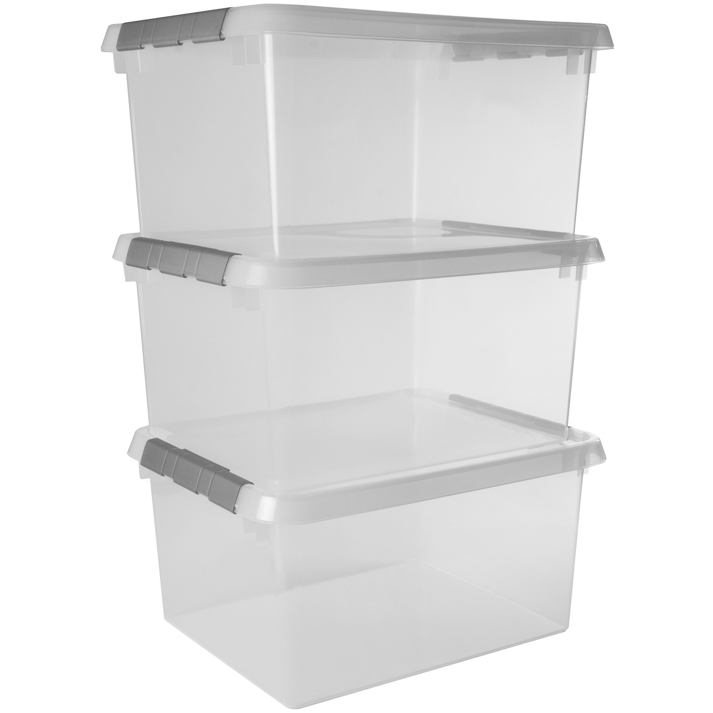 Comfort line storage box set of 3 - 36L transparent metallic