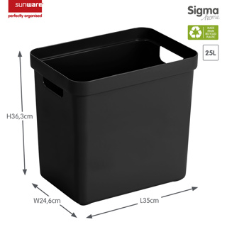 Sigma home opbergbox 25L zwart