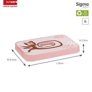 Sigma home couvercle singe rose - boîte de rangement 5L 