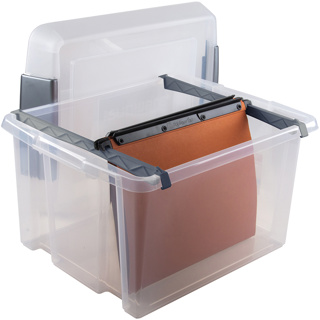 Nesta suspension files box with 2 strips 37L transparent grey