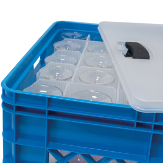 Square Gläserbox mit Deckel für Wein/Sektgläser blau