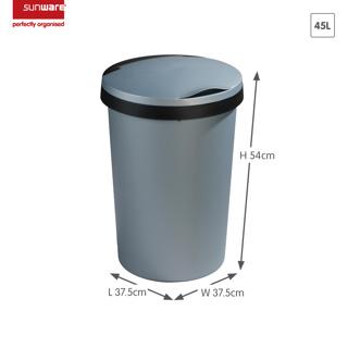 Twinga poubelle couvercle plat 45L métal noir