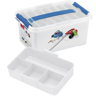 Q-line Sewing box with tray 6L white blue