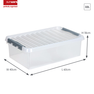 Q-line storage box 32L transparent metallic
