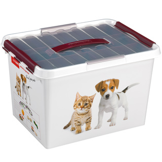 Q-line boîte de rangement animaux avec insert 22L blanc bordeaux