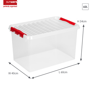 Q-line boîte de rangement 62L transparent rouge