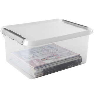 Comfort line storage box set of 3 - 15L transparent metallic