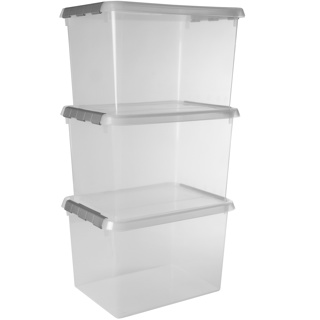 Comfort line storage box set of 3 - 22L transparent metallic