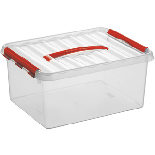 Q-line opbergbox 15L transparant rood