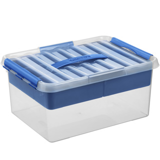 Q-line Aufbewahrungsbox mit Einsatz 15L transparent blau