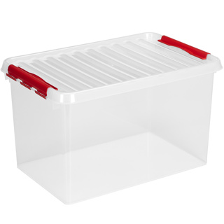 Q-line storage box 62L transparent red