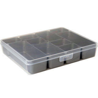 Q-line storage box with 10 baskets 3.6L transparent metallic