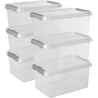 Comfort line storage box set of 6 - 6L transparent metallic