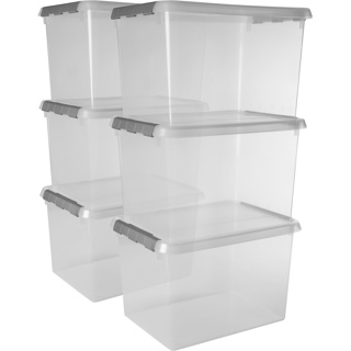Comfort line storage box set of 6 - 22L transparent metallic