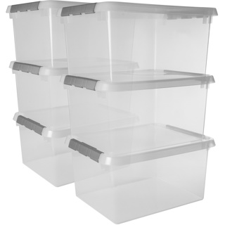 Comfort line Aufbewahrungsbox 6er-Set für 36L transparent metallfarbig