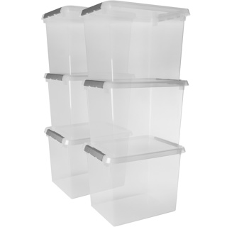 Comfort line storage box set of 6 - 52L transparent metallic