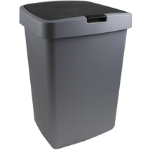 Delta waste bin flat lid 50L metallic black