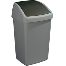 Delta waste bin with swing lid 50L metallic black