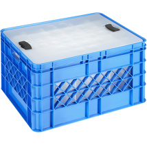 Square Gläserbox mit Deckel für Wein/Sektgläser blau