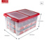 Nesta kerst opbergbox 51L met trays voor 40 kerstballen transparant rood