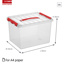 Q-line storage box 22L transparent red