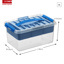Q-line storage box with tray 6L transparent blue