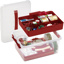 Q-line storage box with tray 15L transparent red