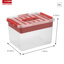 Q-line Aufbewahrungsbox mit Einsatz 22L transparent rot