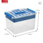 Q-line opbergbox met inzet 22L transparant blauw